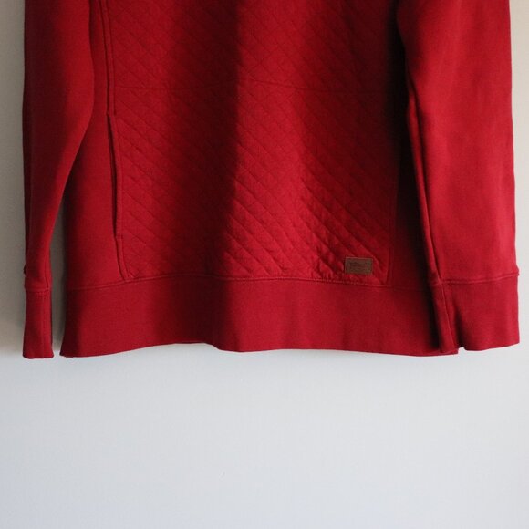 L.L. Bean Quilted 1/4 Zip Red XL Faux Leather Pullover Long Sleeve Sweater - Picture 11 of 13